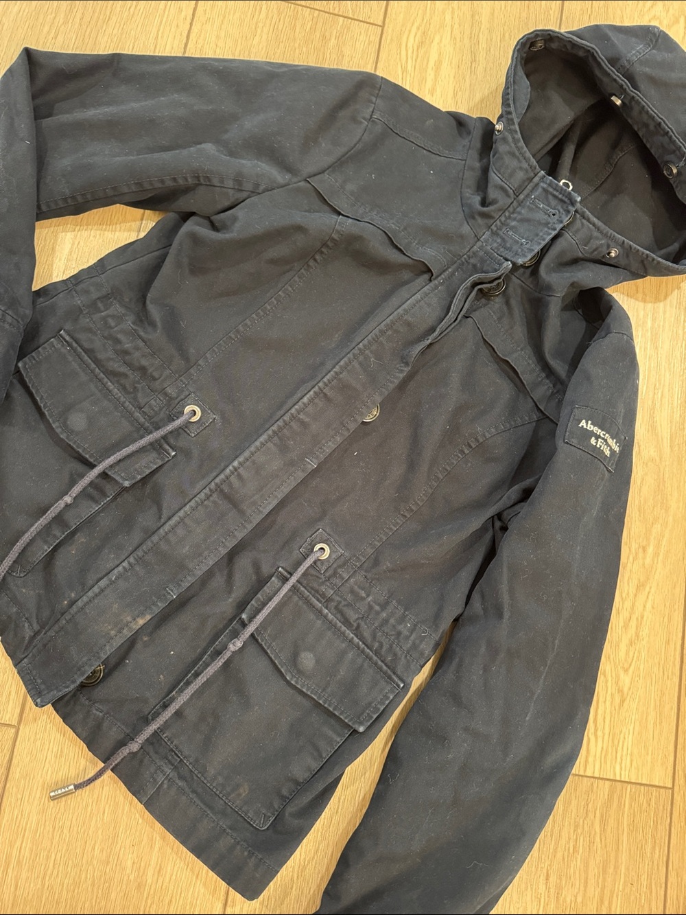 Abercrombie & Fitch Y2K Utility Jacket Distressed Trendy Spellout Back to school
